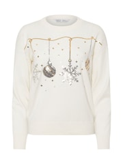 M&Co White Petite Sequin Bauble Jumper - Image 5 of 5