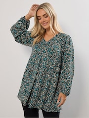 Rumena - Yours Curve Long Sleeve Pleated Balloon Sleeve Top - Slika 1 iz 5