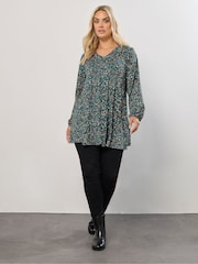 Rumena - Yours Curve Long Sleeve Pleated Balloon Sleeve Top - Slika 3 iz 5