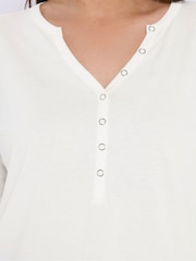 Yours Curve White Open Neckline Henley Top - Image 4 of 5