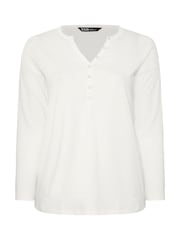 Yours Curve White Open Neckline Henley Top - Image 5 of 5