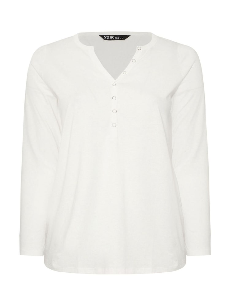 Yours Curve White Open Neckline Henley Top - Image 5 of 5