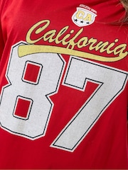 Yours Curve Red Limited Rugby Collar  Varsity T-Shirt - Image 4 of 5