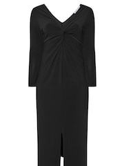 Yours Curve Black London Long Sleeve Knot Maxi Dress - Image 5 of 5