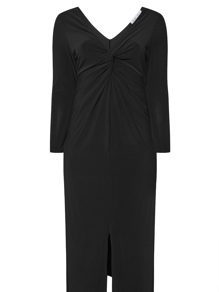 Yours Curve Black London Long Sleeve Knot Maxi Dress - Image 5 of 5