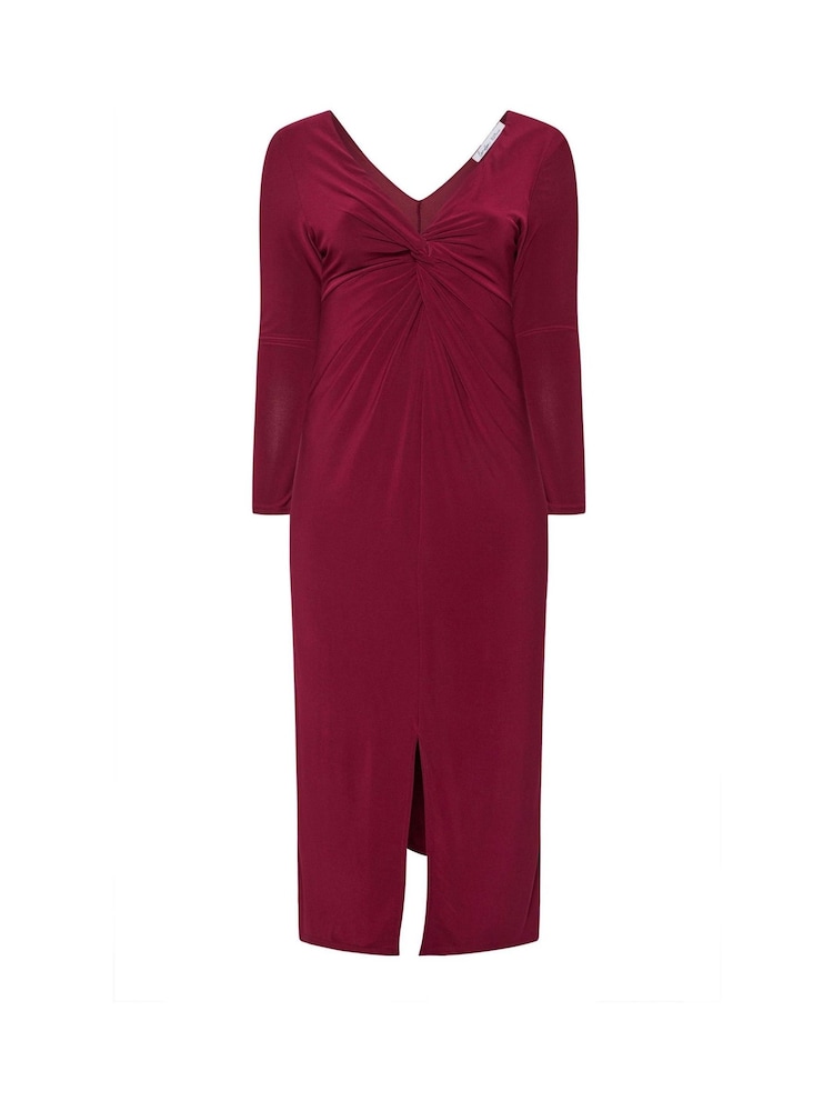 Vermelho - Yours Curve London Long Sleeve Knot Maxi Dress - Imagem 5 de 5