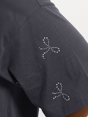 Yours Curve Grey Oversized Studded T-Shirt - Image 5 of 5