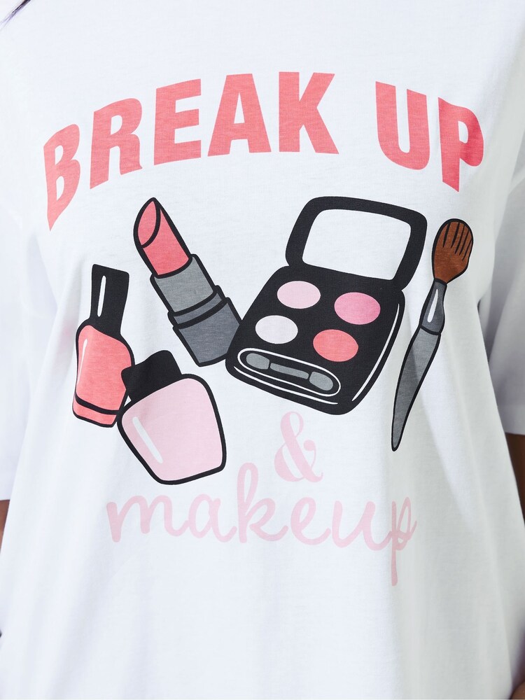 Yours Curve White Limited Makeup T-Shirt - Image 5 of 5 Yours Curve White Limited Makeup T-Shirt - Image 5 of 5