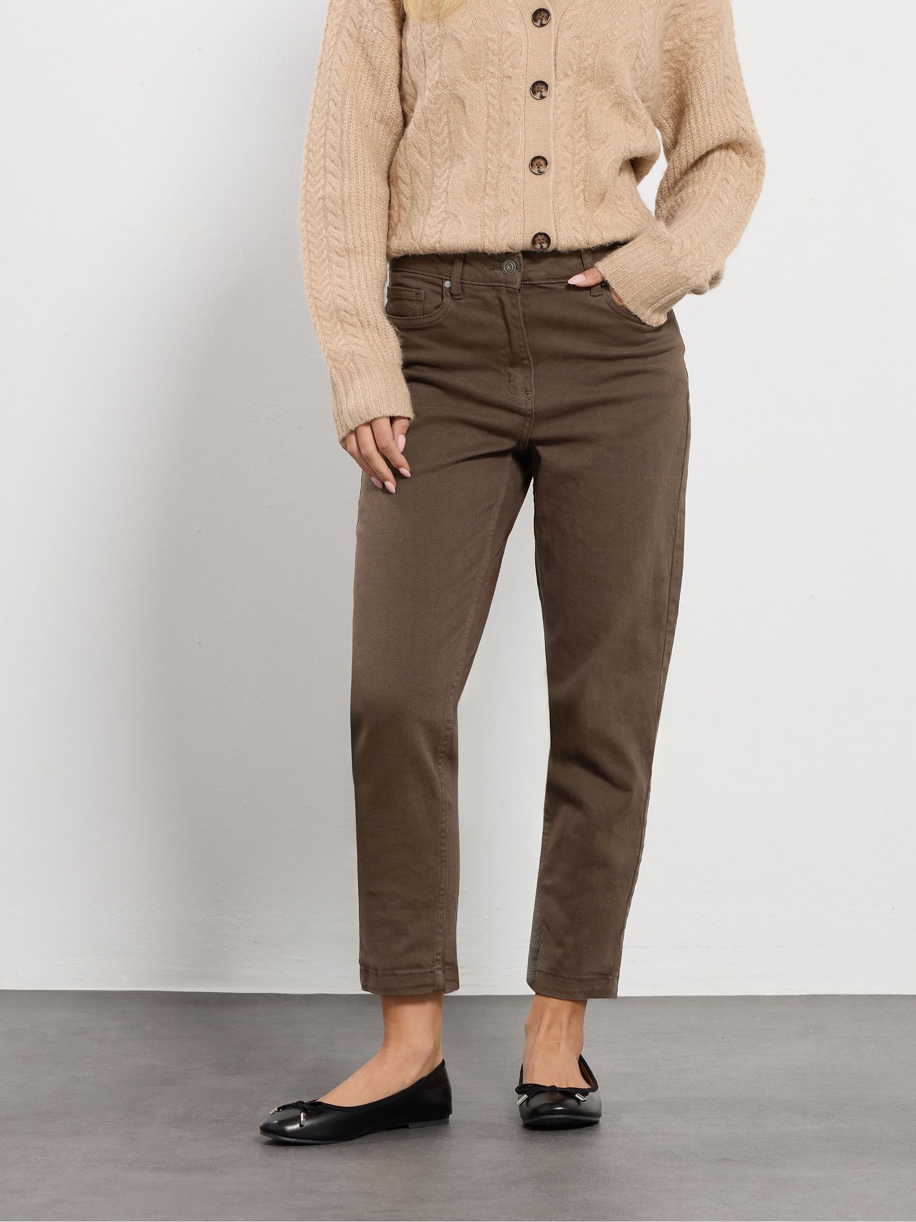 M & Co Women's Brown Petite Mom Jeans