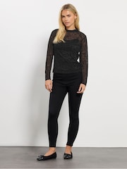 M&Co Black Petite Devore Top - Image 2 of 5