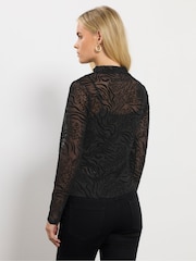M&Co Black Petite Devore Top - Image 3 of 5