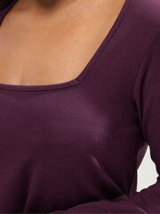 Yours Curve Purple Long Sleeve Square Neck Swing Top - Image 4 of 5