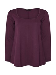 Yours Curve Purple Long Sleeve Square Neck Swing Top - Image 5 of 5