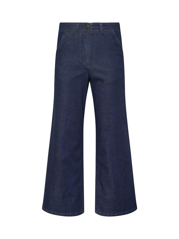 M&Co Blue Petite Smart Wide Leg Jeans - Image 1 of 5