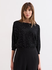 Phase Eight Black Sequin Cristine Knit Jumper - Image 1 of 6
