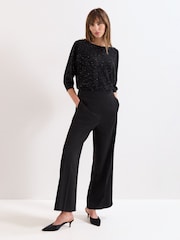Phase Eight Black Sequin Cristine Knit Jumper - Image 3 of 6