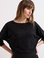 Phase Eight Black Sequin Cristine Knit Jumper - Image 4 of 6