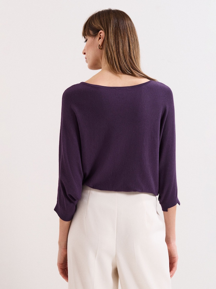 Phase Eight Purple Cristine Knit Jumper - Image 2 of 6 Phase Eight Purple Cristine Knit Jumper - Image 2 of 6