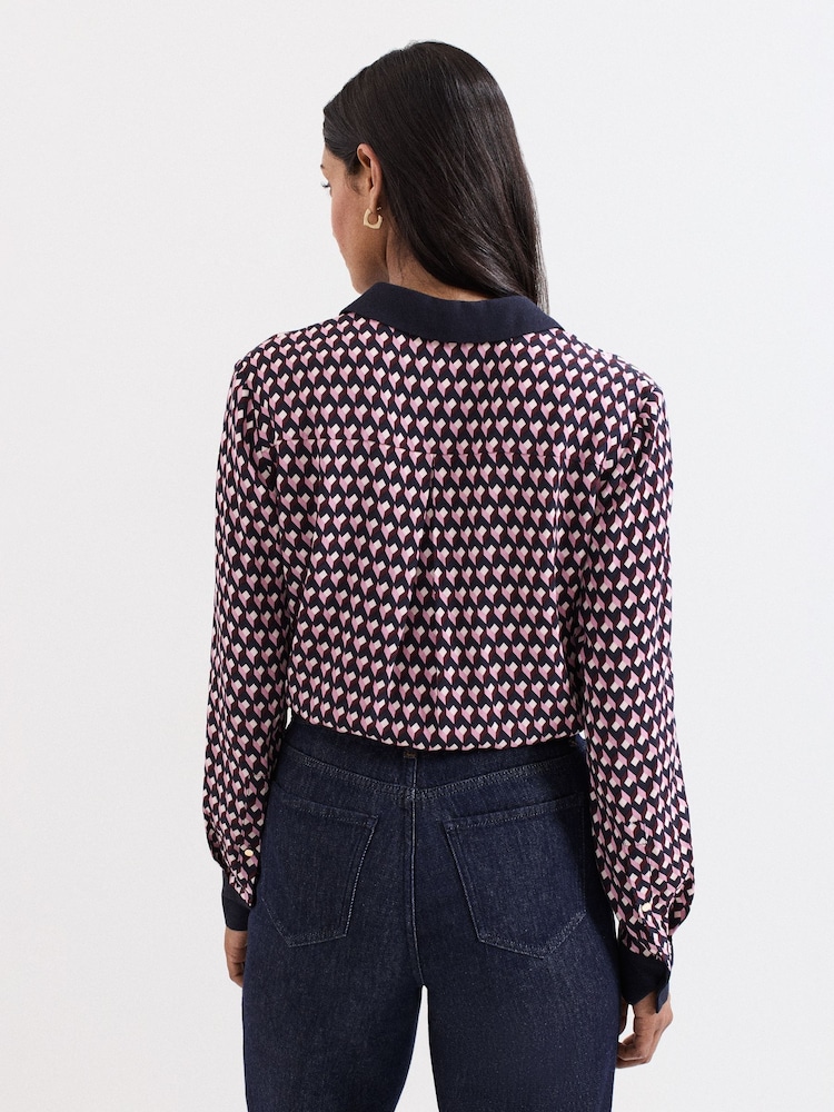 Phase Eight Blue Petite Novie Satin Shirt - Image 2 of 7 Phase Eight Blue Petite Novie Satin Shirt - Image 2 of 7