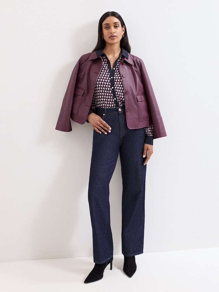 Phase Eight Blue Petite Novie Satin Shirt - Image 7 of 7 Phase Eight Blue Petite Novie Satin Shirt - Image 7 of 7