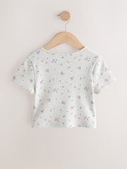Grey Ditsy Floral Pointelle Button Front Top (3-16yrs) - Image 2 of 4