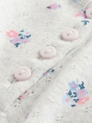 Grey Ditsy Floral Pointelle Button Front Top (3-16yrs) - Image 7 of 8