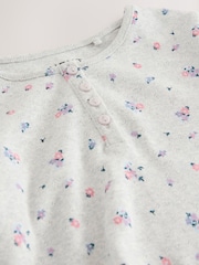 Grey Ditsy Floral Pointelle Button Front Top (3-16yrs) - Image 8 of 8