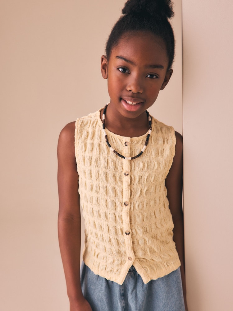 Yellow Textured Button Front Top (3-16yrs) - Image 1 of 7 Yellow Textured Button Front Top (3-16yrs) - Image 1 of 7