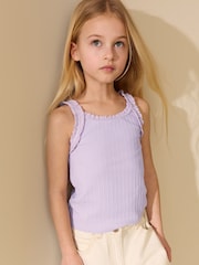 Lilac Purple Frill Ribbed Vest (3-16yrs) - Image 1 of 8