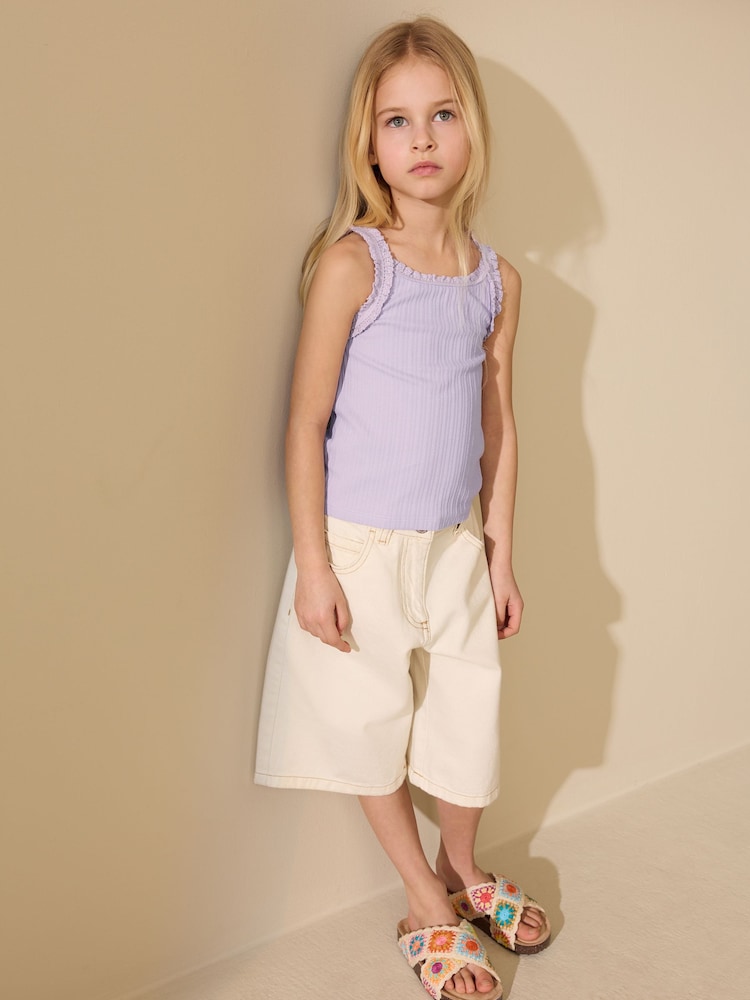 Lilac Purple Frill Ribbed Vest (3-16yrs) - Image 2 of 8