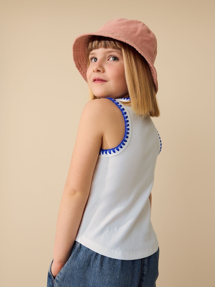 White Stitched Ribbed Vest (3-16yrs) - Image 2 of 7 White Stitched Ribbed Vest (3-16yrs) - Image 2 of 7