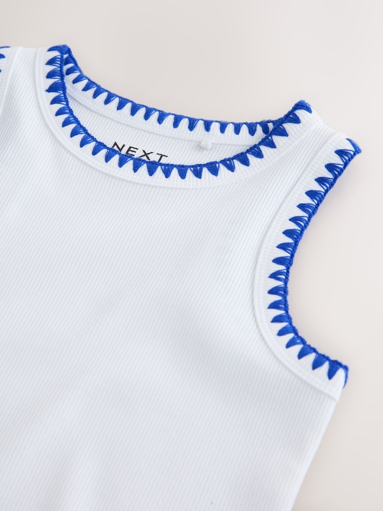 White Stitched Ribbed Vest (3-16yrs) - Image 7 of 7 White Stitched Ribbed Vest (3-16yrs) - Image 7 of 7