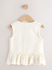 Alb - Broderie Peplum Waistcoat (3-16yrs) - Imaginea 6 din 8