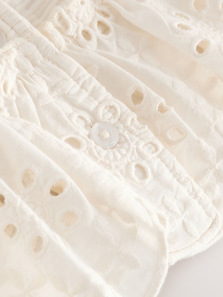 Alb - Broderie Peplum Waistcoat (3-16yrs) - Imaginea 8 din 8