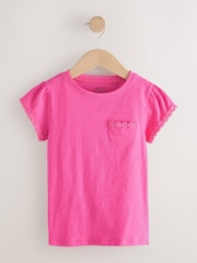 Bright Pink Daisy Pocket T-Shirt (1.5-16yrs) - Image 1 of 4