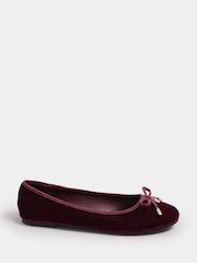 Long Tall Sally Red Velvet Ballet Pumps - Image 3 of 5