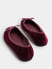 Long Tall Sally Red Velvet Ballet Pumps - Image 4 of 5