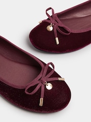 Long Tall Sally Red Velvet Ballet Pumps - Image 5 of 5