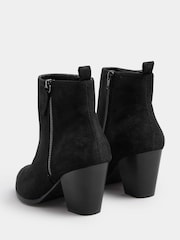 Yours Curve Black Wide Fit Micro Side Zip Heel Boots - Image 4 of 5
