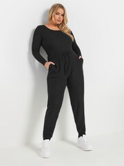 Yours Curve Black Soft Touch Joggers - Image 2 of 5
