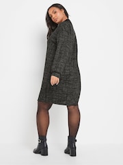 Yours Curve Black Zip Neck Jumper Dress - Image 3 of 5