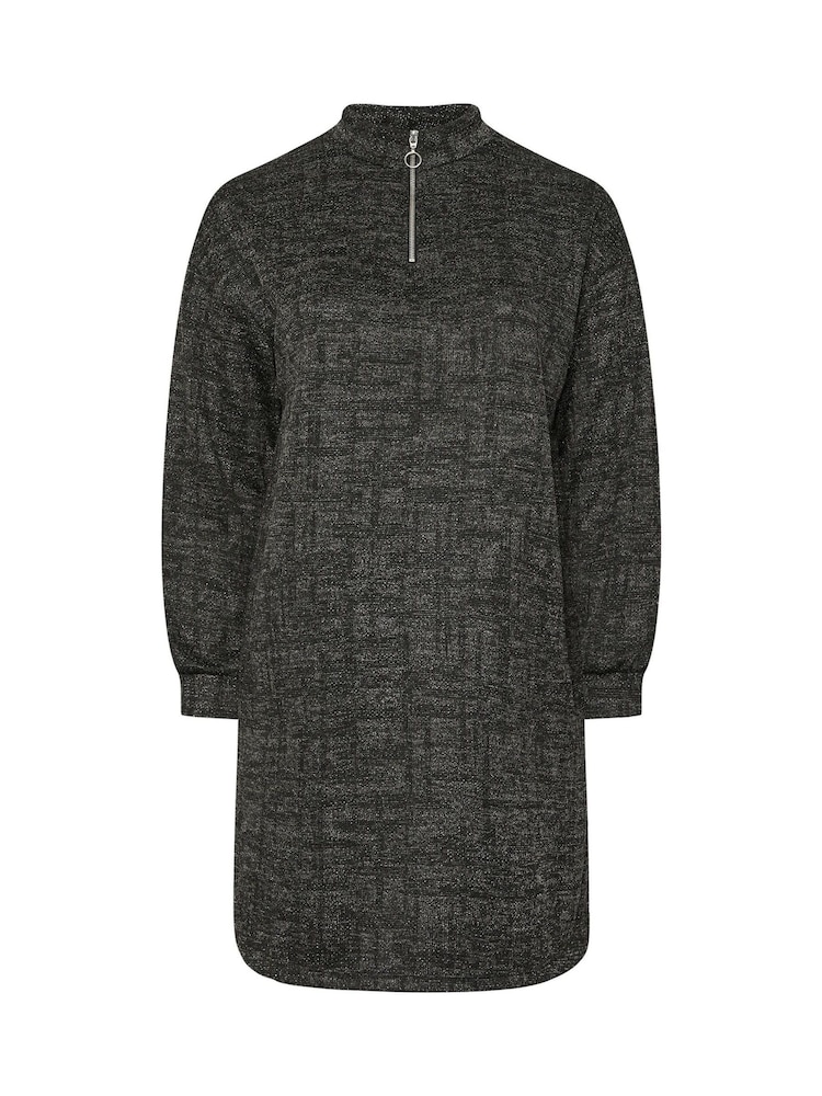 Yours Curve Black Zip Neck Jumper Dress - Image 5 of 5
