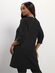 Yours Curve Black Ponte Ribbed Formal Shift Dress - Image 3 of 5