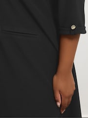 Yours Curve Black Ponte Ribbed Formal Shift Dress - Image 4 of 5