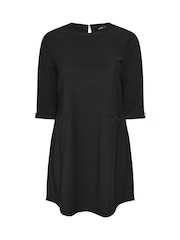 Yours Curve Black Ponte Ribbed Formal Shift Dress - Image 5 of 5