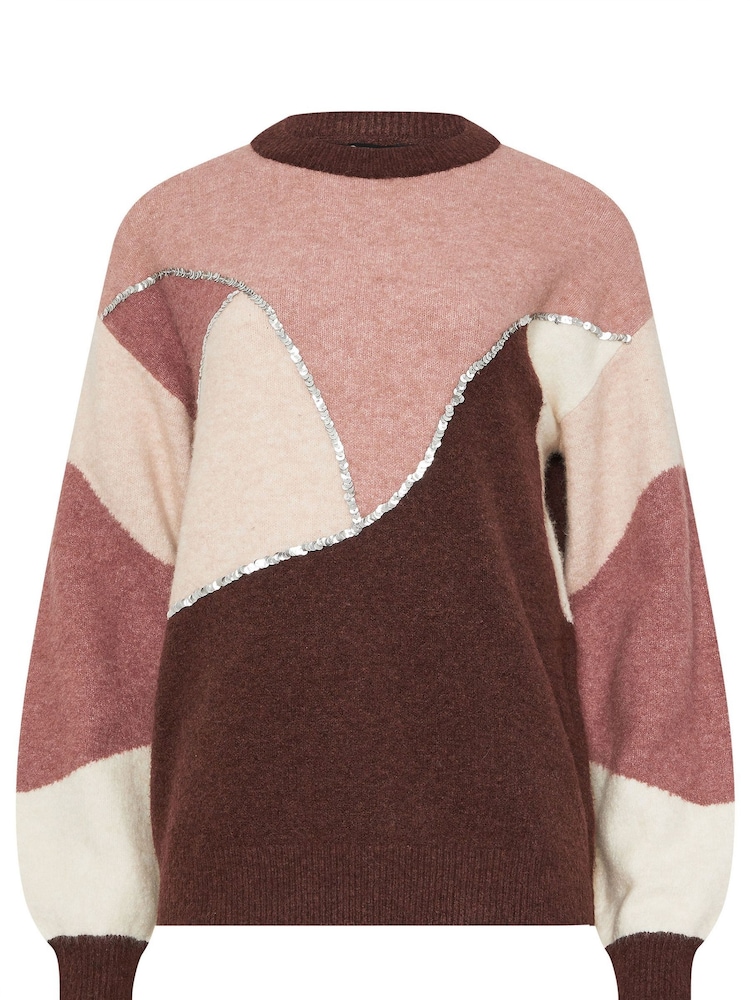 Long Tall Sally Pink Sequin Colourblock Jumper - Image 5 of 5