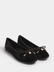 أسود - Long Tall Sally Velvet Ballet Pumps - صورة 5 من 5