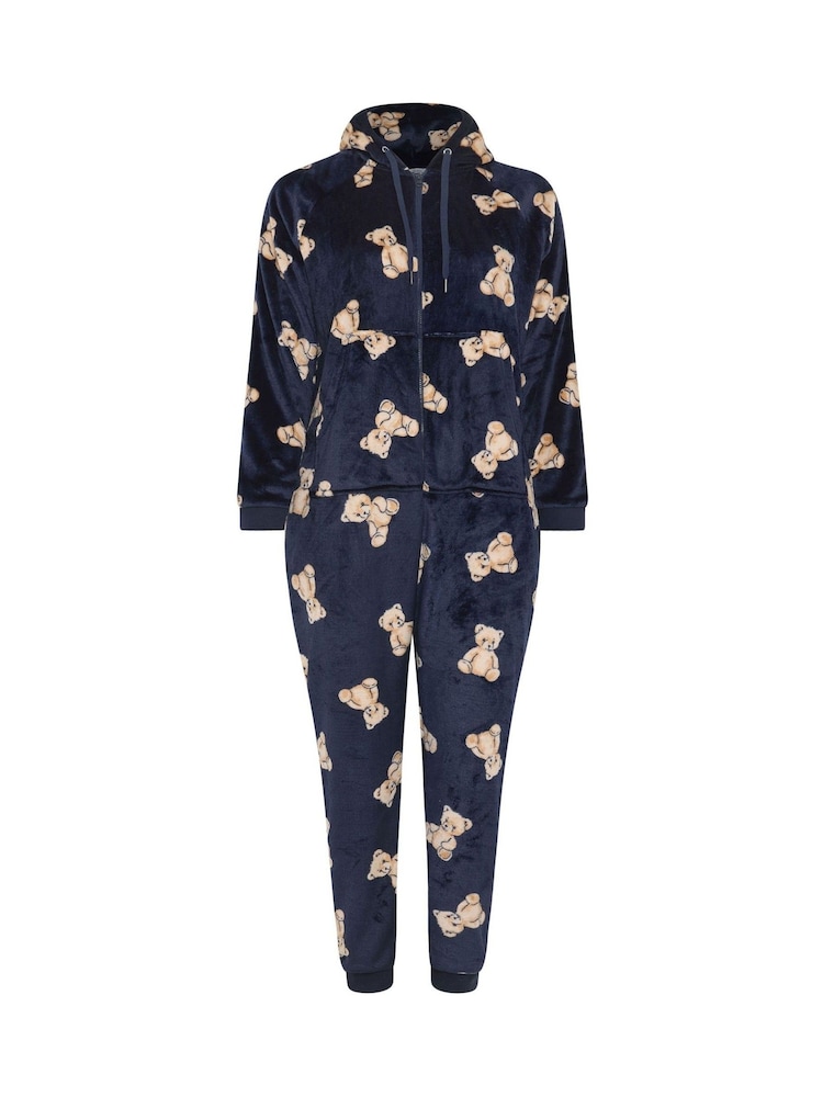 Yours Curve Blue Teddy Bear Onesie - Image 5 of 5 Yours Curve Blue Teddy Bear Onesie - Image 5 of 5