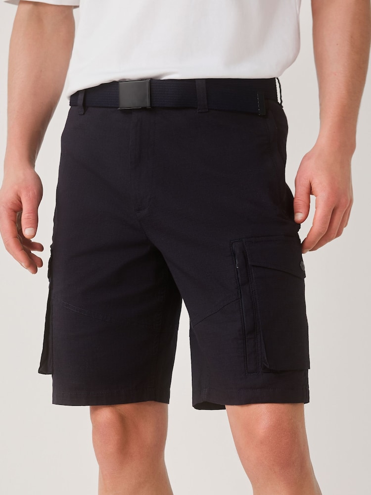 Navy Belted Ripstop Cargo Shorts - Image 1 of 5