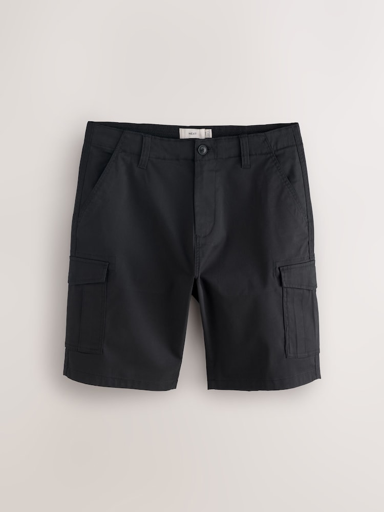 Black Stretch Cargo Shorts - Image 1 of 6
